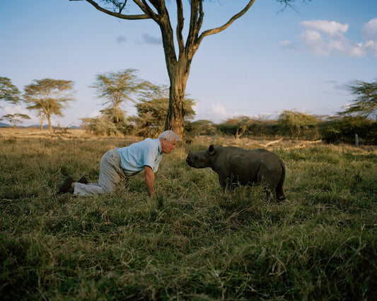 Sir David Attenborough on the set of 'Africa'